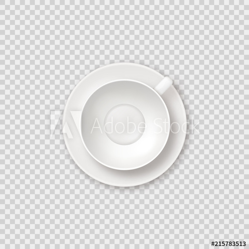 500x500 Realistic Vector Empty Tea Coffee Cup Top View Clean White Shiny
