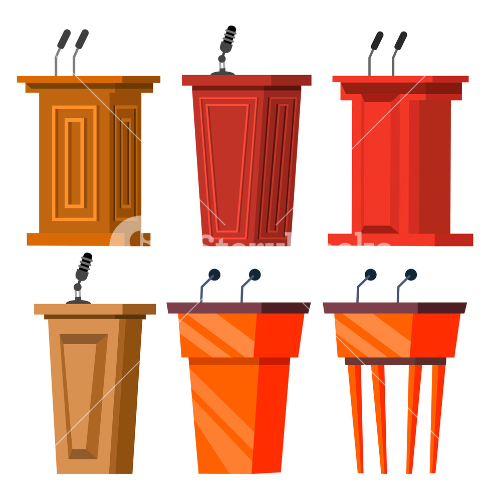 1000x1000 Tribune Stand Vector Empty Podium With Speech Microphone