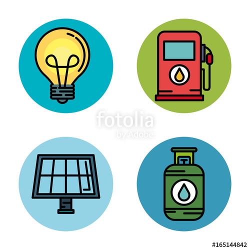 500x500 Energy Related Object Icons Over White Background Vector