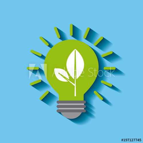 500x500 Energy Bulb Light Sustainable Save Symbol Vector Illustration