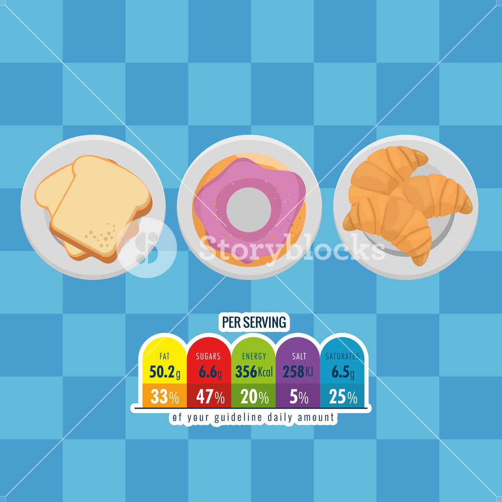 1000x1000 Group Of Nutritive Food With Nutrition Facts Vector Illustration