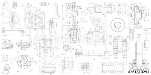 500x250 A Set Of Engineering Mechanical Parts Vector Engineering