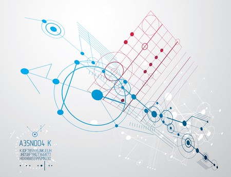 450x346 Mechanical Scheme, Vector Engineering Drawing With Circles