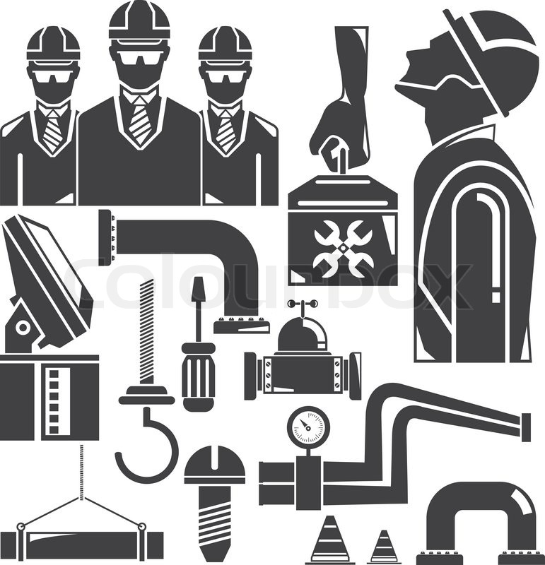 771x800 Silhouette Engineering Set Stock Vector Colourbox