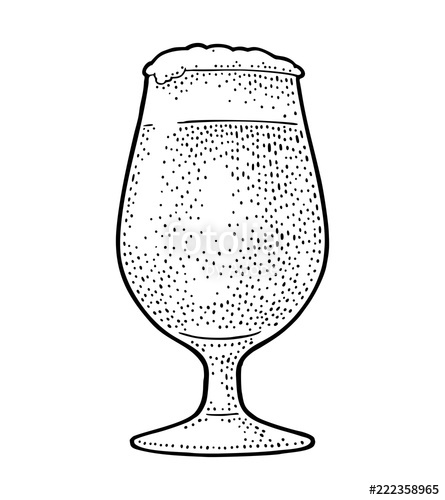 445x500 Glass Beer Vector Engraving Black Vintage Illustration Isolated