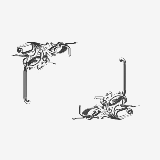 640x640 Vector Engraving Flower Corner, White Png Transparent Clipart