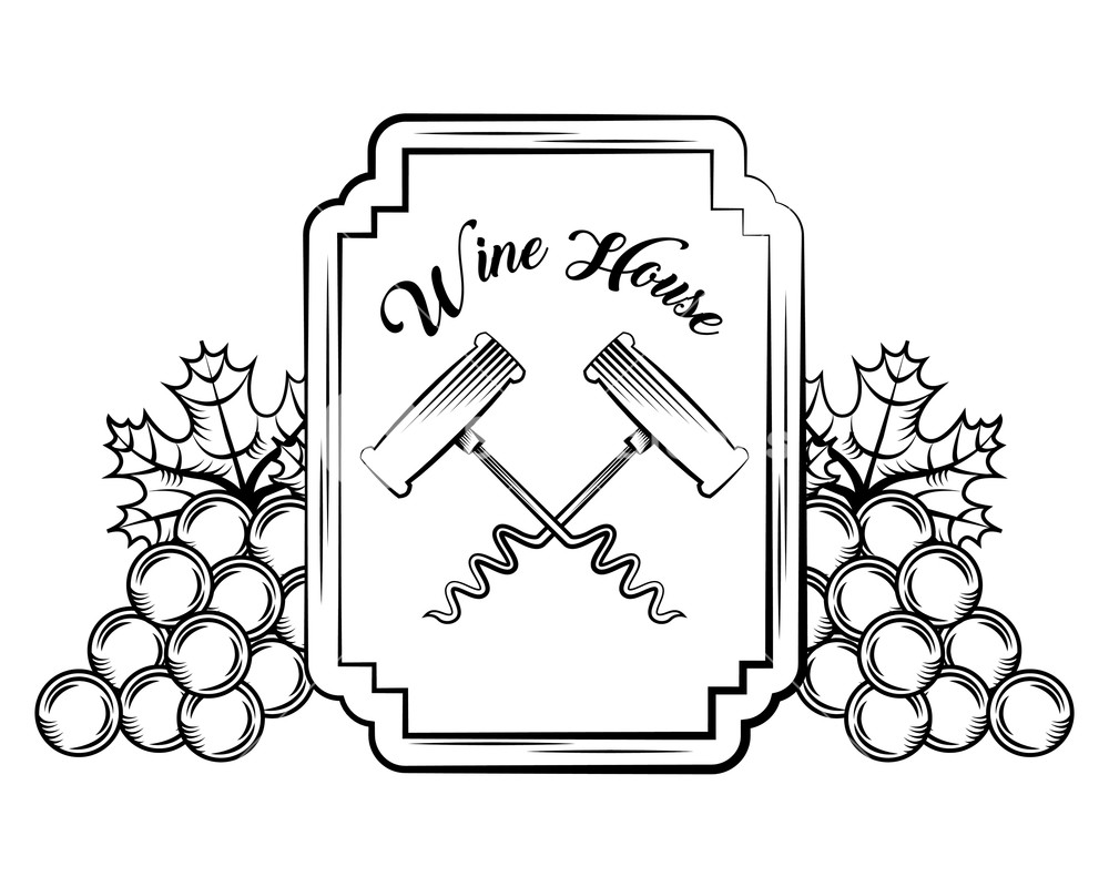 1000x800 Wine Card Cross Corkscrew Engraving Vintage Bunch Grapes