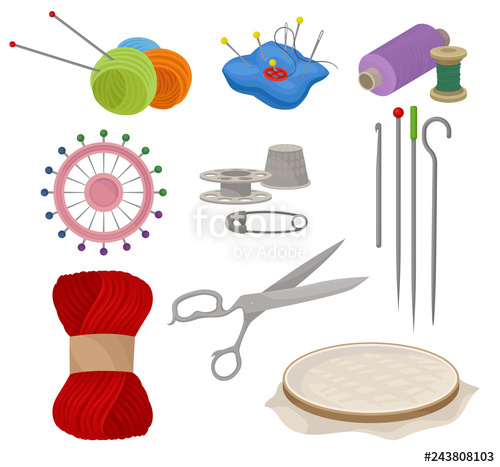 500x467 Flatvector Set Of Tools And Materials For Sewing And Knitting