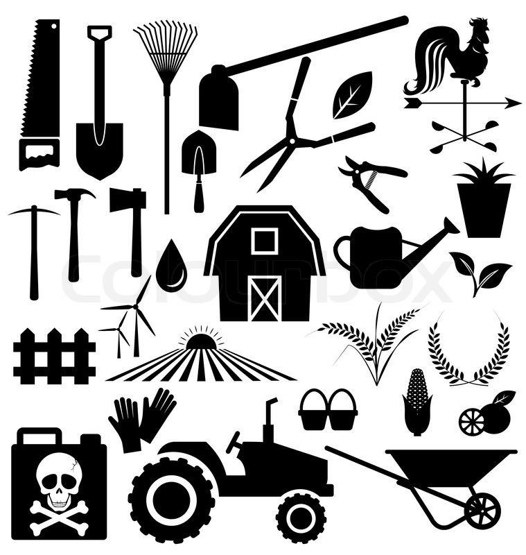 759x800 Agricultural Equipment And Farm Set Stock Vector Colourbox