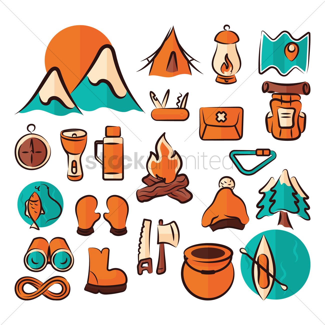 1300x1300 Set Of Camping Equipment Vector Image