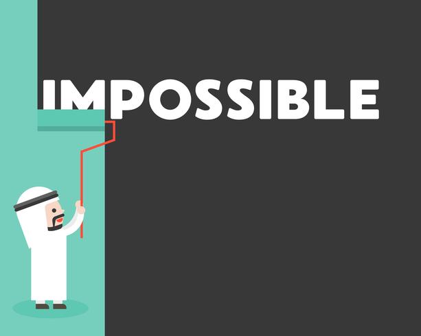 Arab Businessman Painting Wall To Erase Impossible Word 613x490 Arab Businessman Painting Wall To Erase Impossible Word