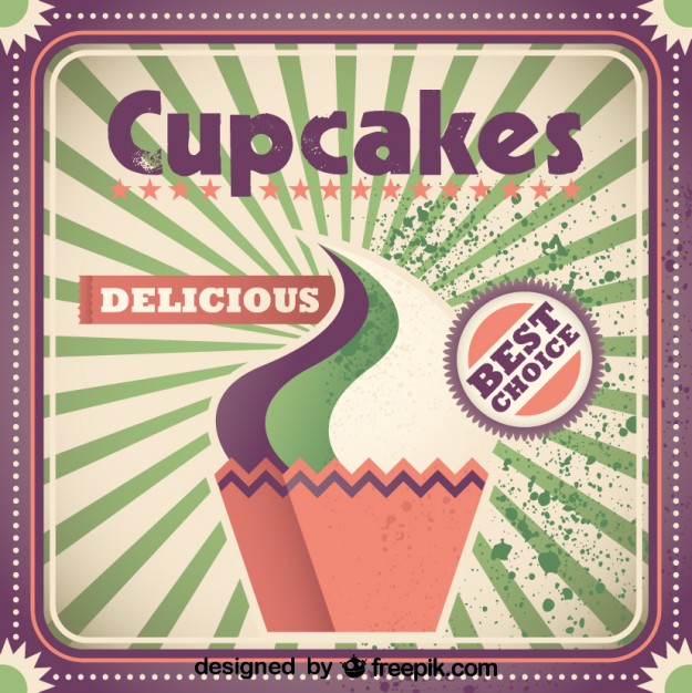 625x626 Retro Cupcake Poster Design Vector Free Download