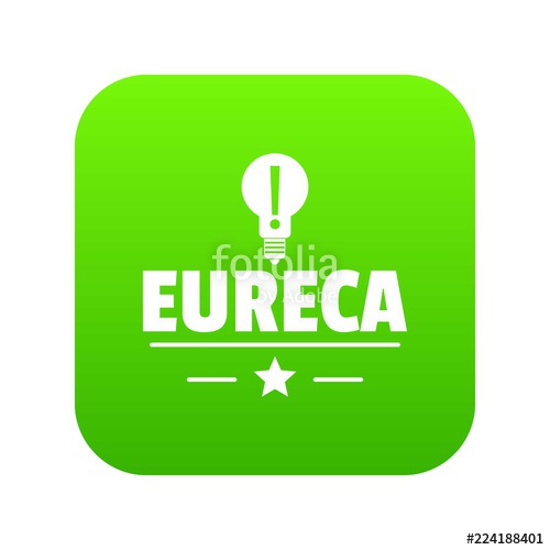 500x500 Eureka Bulb Icon Green Vector Isolated On White Background Stock