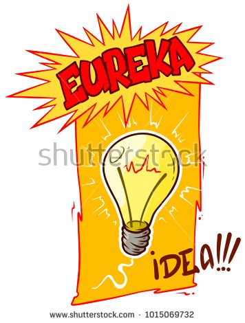 356x470 Cartoon Lightning Bulb With Comic Splash Text Eureka, Idea Vector