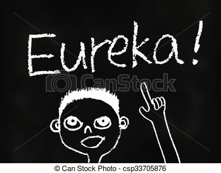 450x353 Eureka! Chalk Drawing On Blackboard Of A Man Pointing
