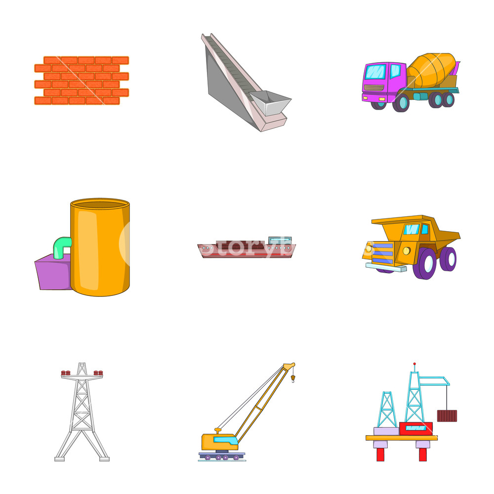 1000x1000 Fabrication Icons Set Cartoon Illustration Of Fabrication