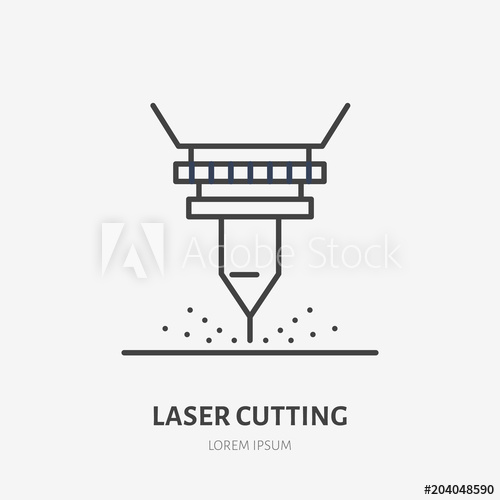 500x500 Laser Cutting Flat Line Icon Metal Works Tool Sign Thin Linear