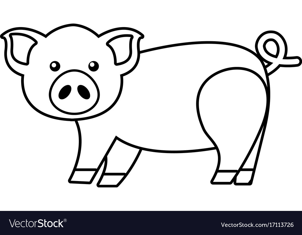 1000x780 Fancy Cartoon Pig Outline Cute Icon Style Royalty Free Vector