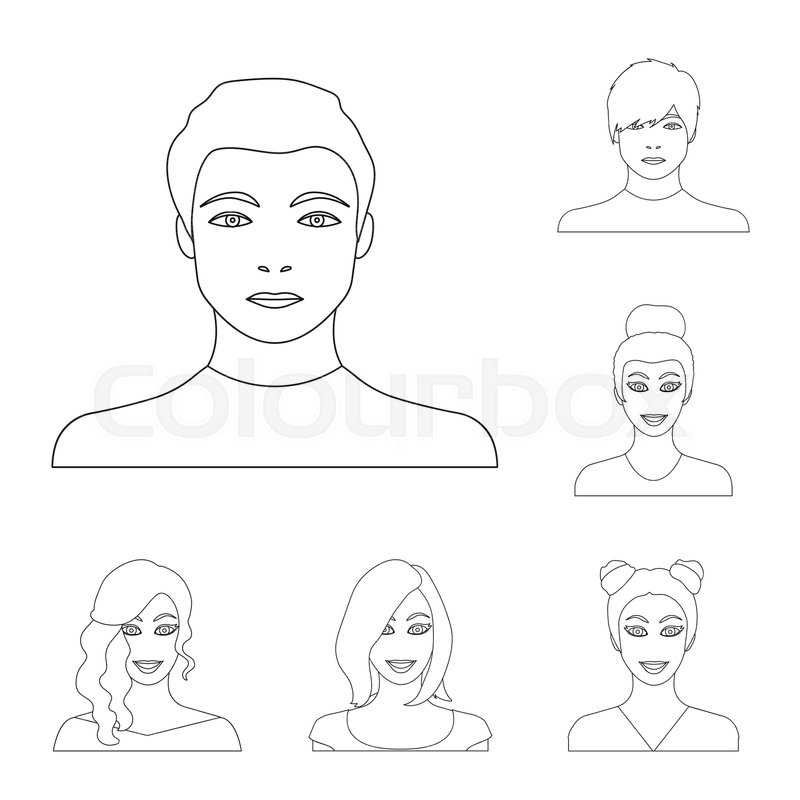 800x800 Avatar And Face Outline Icons In Set Stock Vector Colourbox