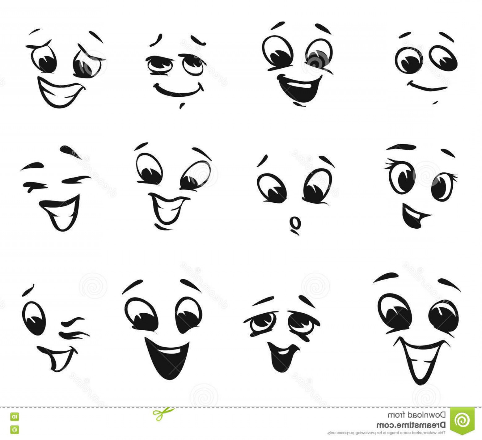 1560x1424 Stock Illustration Happy Smiling Laughing Cartoon Faces Tiny