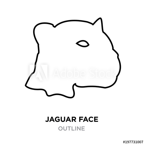 500x500 Jaguar Face Outline On White Background, Vector Illustration
