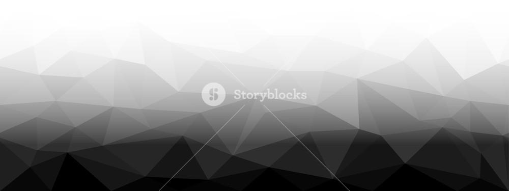 1000x375 Low Poly Black And White Horizontal Seamless Background, Gradient