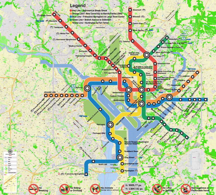 847x766 City Map Washington Dc Vector Urban Plan Illustrator Editable