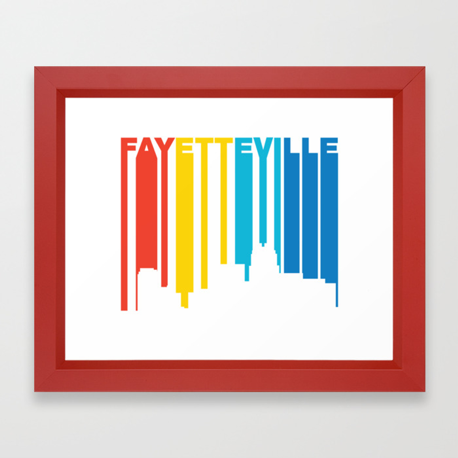1500x1500 Retro Style Fayetteville North Carolina Skyline Framed Art