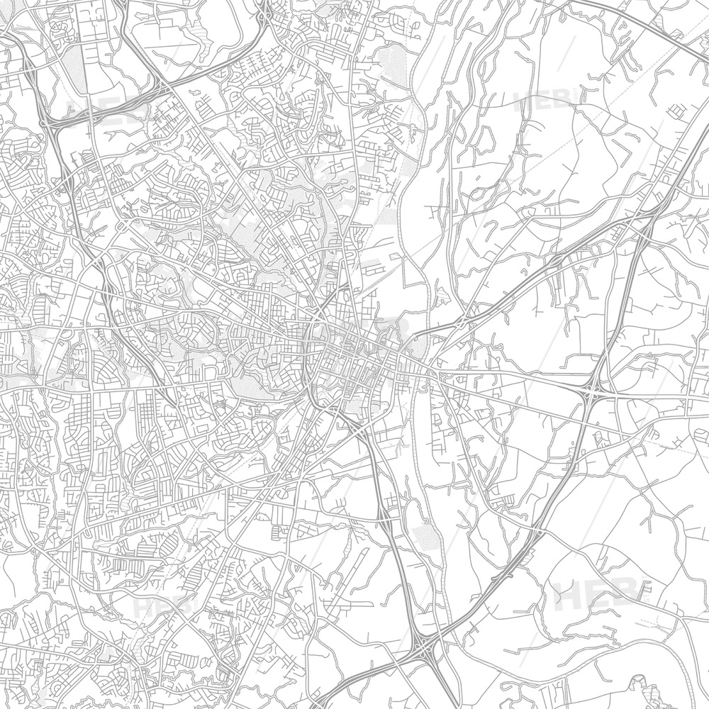 1000x1000 Fayetteville, North Carolina, Usa, Bright Outlined Vector Map