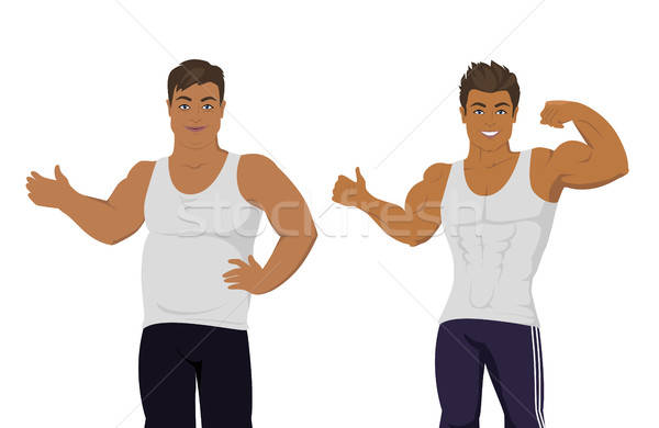 600x390 Figure Of The Man Before And After Diet Vector Illustration