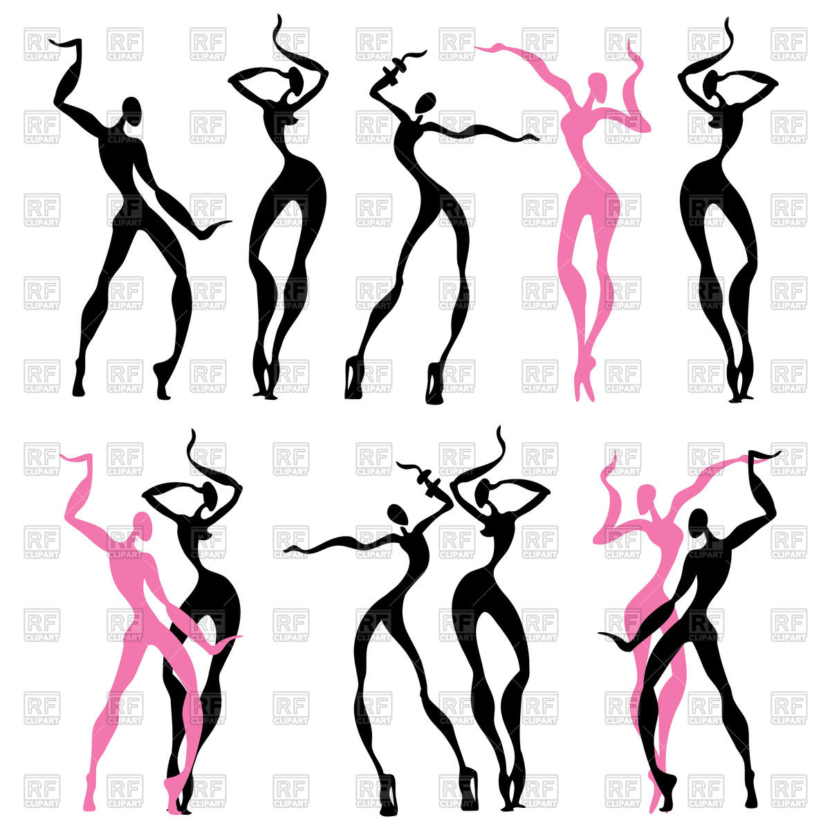 1200x1200 Silhouette Of Women's Abstract Dancing Figures Vector Image