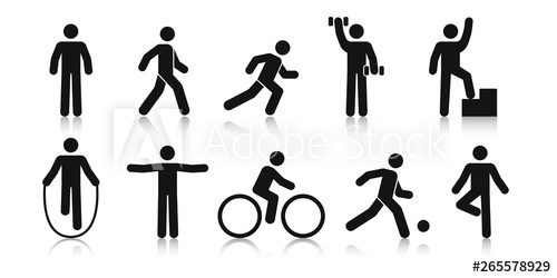 500x250 Stick Figure Sports Posture Stickman People Sport Icons Set Man