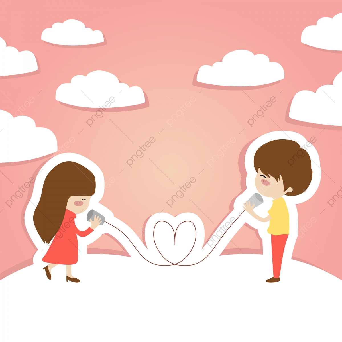 1200x1200 Couple Cute Paper Cut Art Figure Vector Illustration Romantic