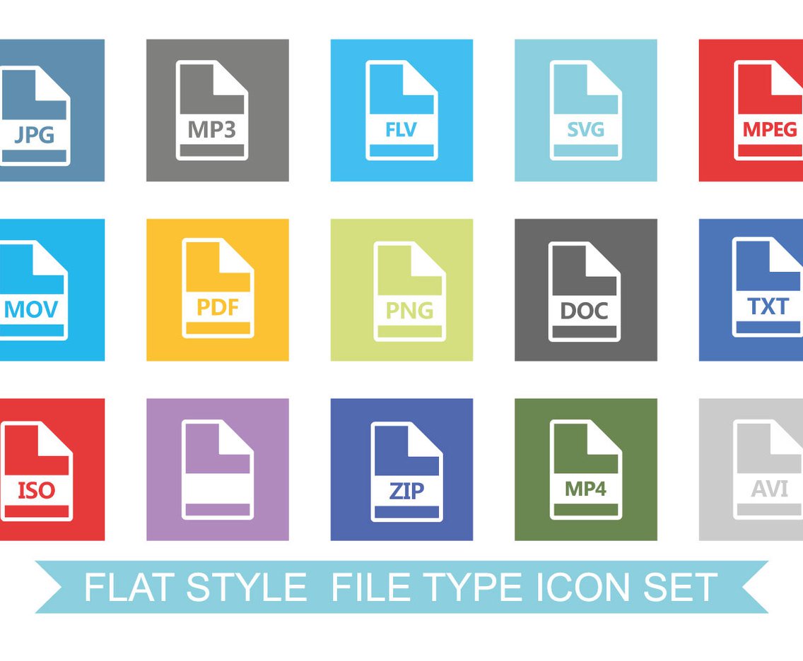 1136x936 Flat Style Type Icon Set Vector Art Graphics