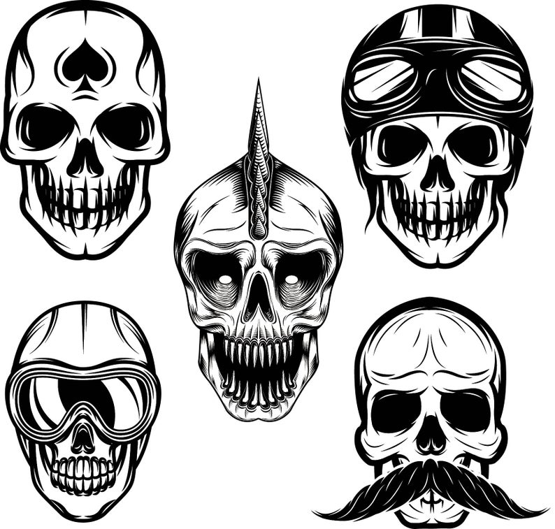 794x757 Vector Skulls Dxf Download Digital Etsy