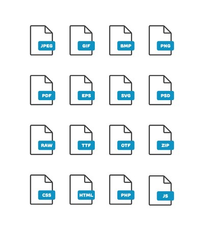 400x450 Linear Thin Vector Format Icons Set, Document Outline Icons