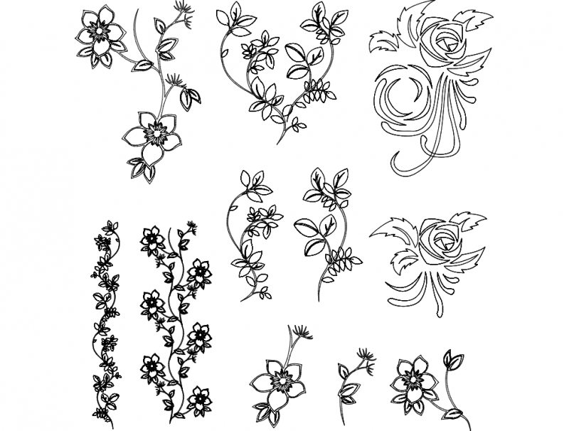 800x606 Flowers Vector Dxf Free Download