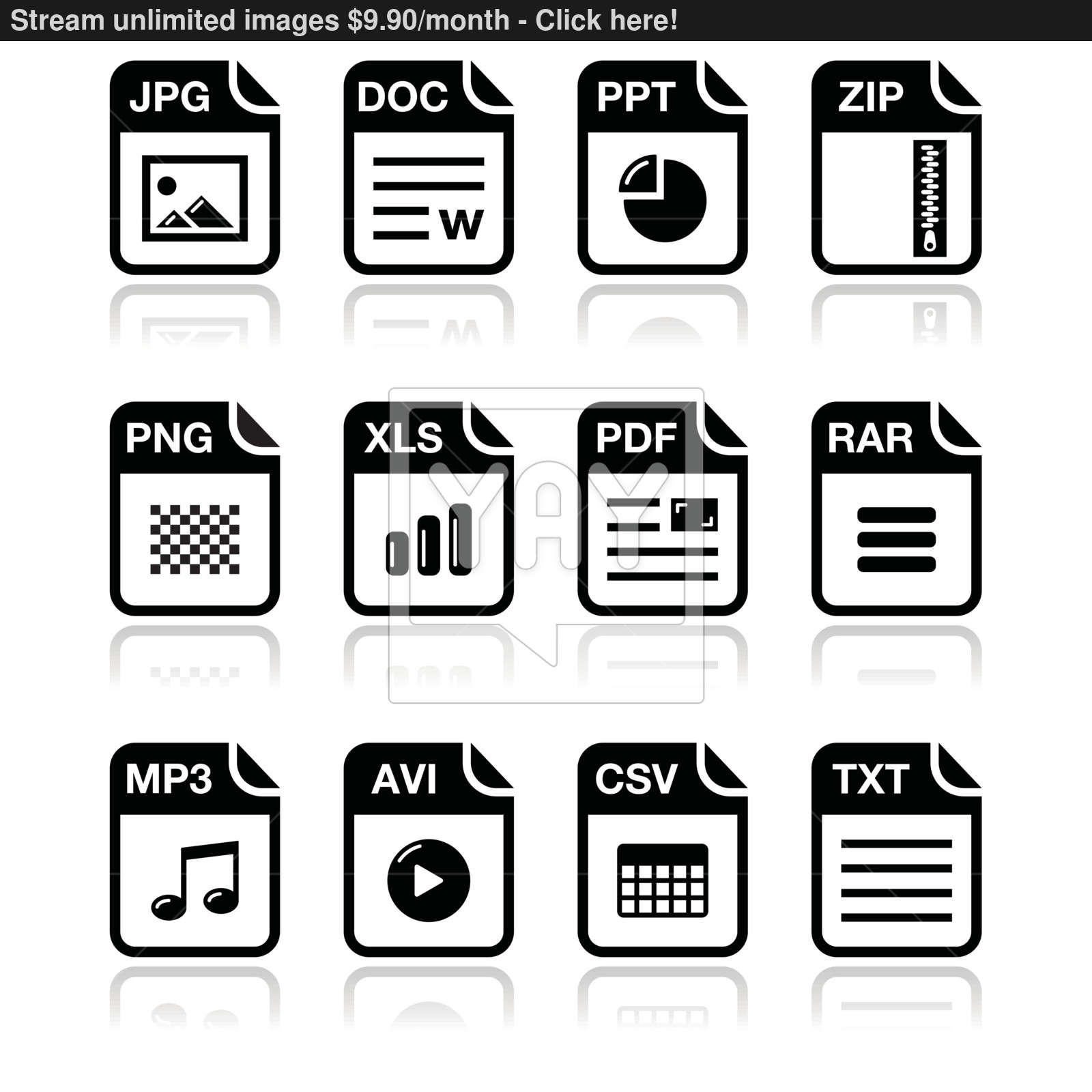 1600x1600 Type Black Icons With Shadow Set