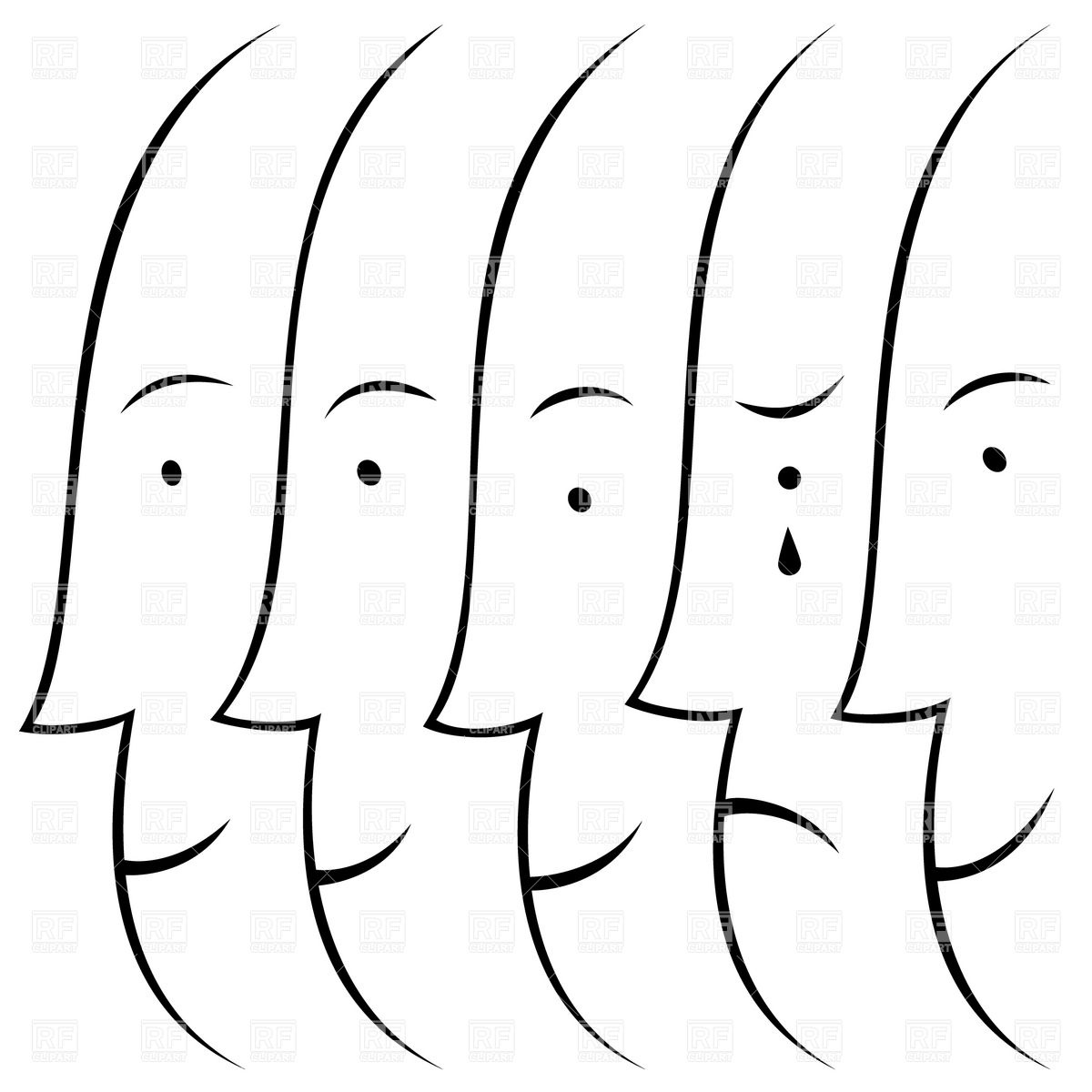 1200x1200 Row Of Simple Pleased Audience Faces And One Weeping Viewer Vector