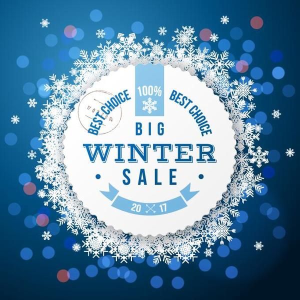 600x600 Free Winter Big Sale And Snowflake Frame Vector Download