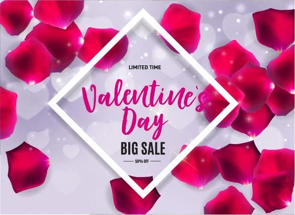 600x439 Free Valentine Sale With Petal Background Vector Download