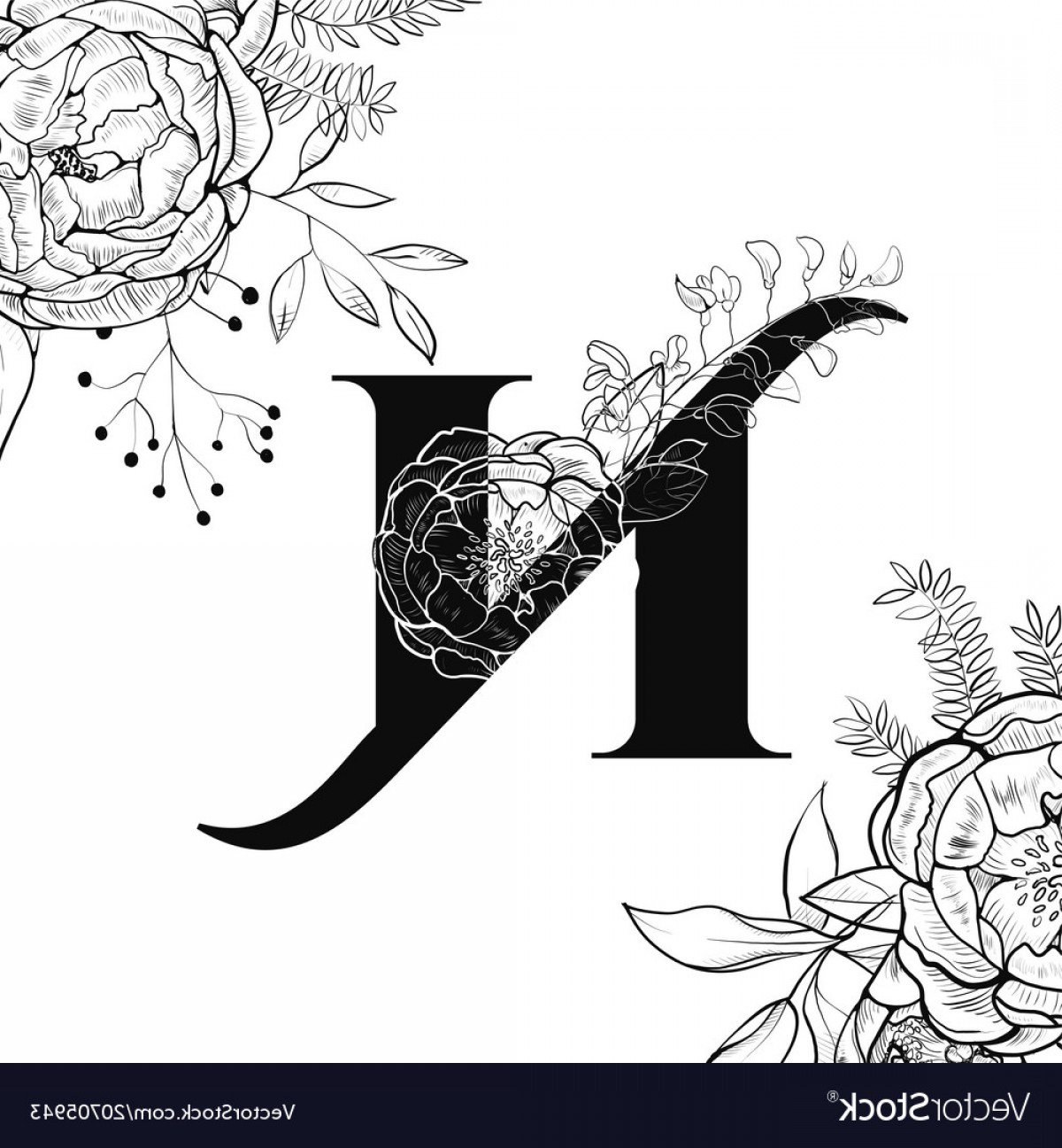 1200x1296 Flower Alphabet Letter N Pattern Vector Newwaysys