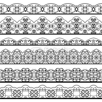 400x400 Ornate Vintage Line Border Set Isolated On White Background Vector