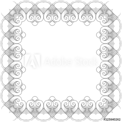 500x500 Vector Filigree Lace Pattern Decorative Frame With Hearts Number
