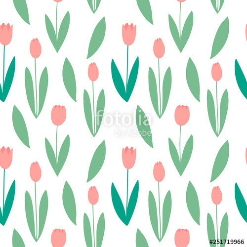500x500 Tulips Seamless Pattern Vector Illustration For Wrapping Paper