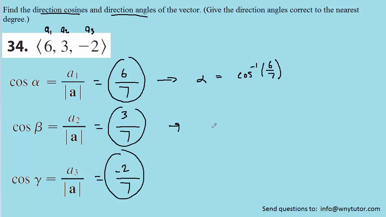 1280x720 Find The Direction Cosines And Direction Angles Of The Vector