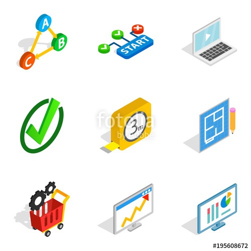 500x500 Firm Contractor Icons Set, Isometric Style Stock Image