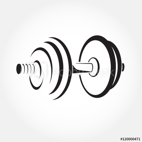 500x500 Dumbbell Sketch Vector Fitness Symbol Gym Icon Stylized