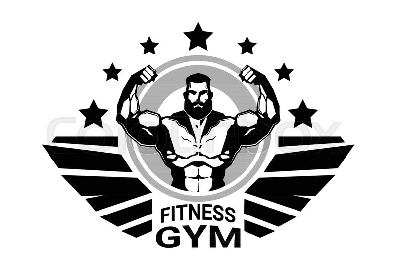 800x543 Fitness Club Or Gym Logo With Strong Stock Vector Colourbox