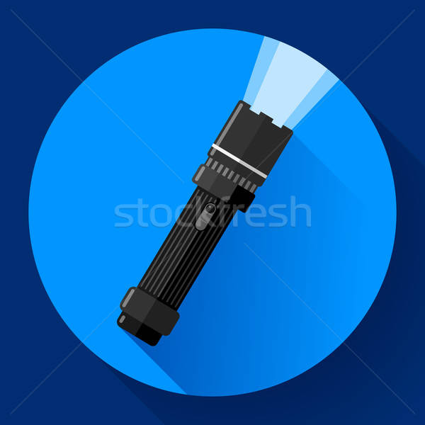 600x600 Flashlight Vector Icon Flat Design Style Vector Illustration